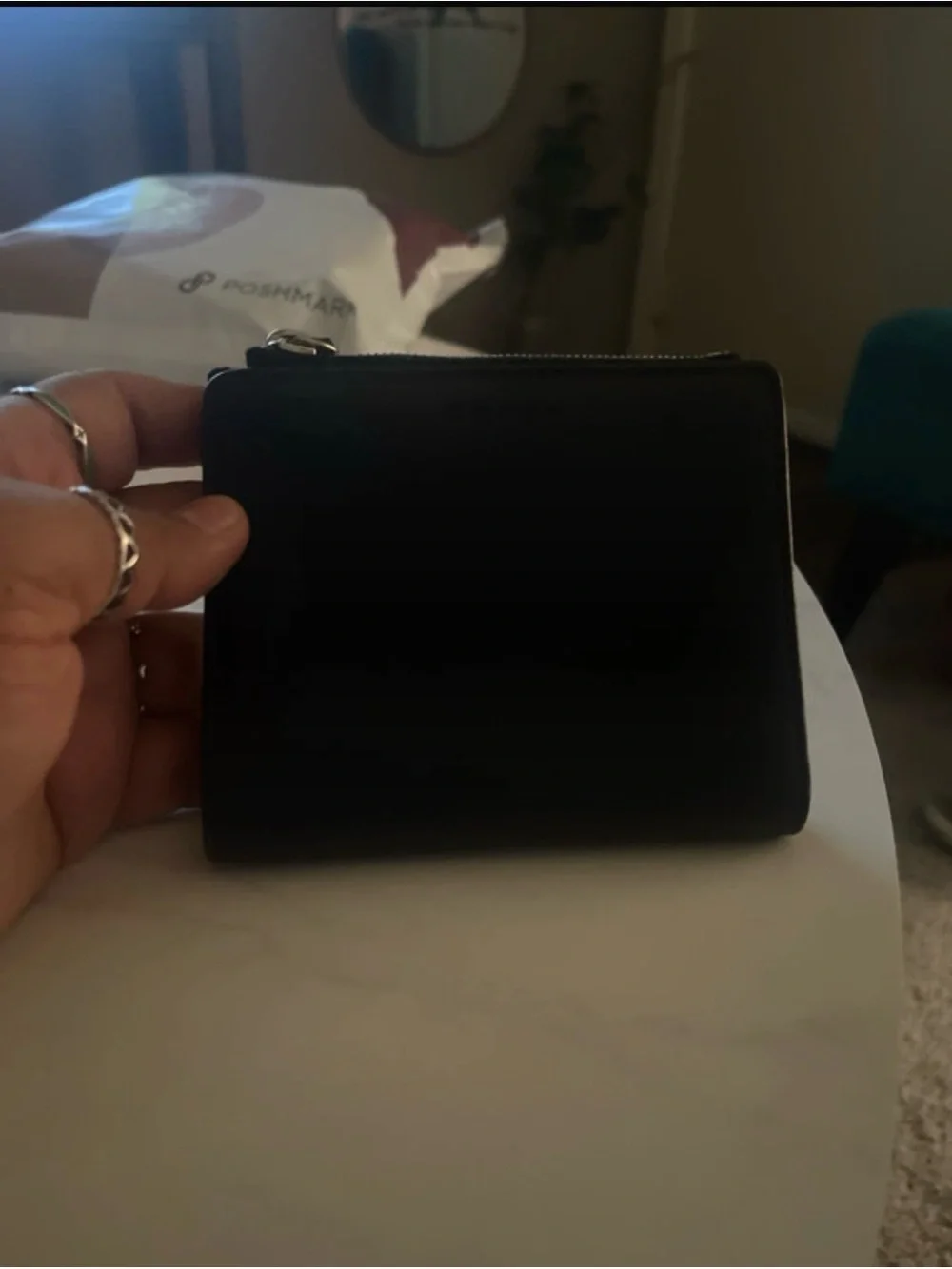 Coach Black Leather Zip Card Pouch